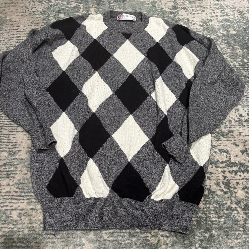 vintage Slazenger argyle cotton sweater Large
